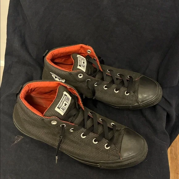 Converse Black High-Top Sneakers with Red Interior - Picture 3 of 7